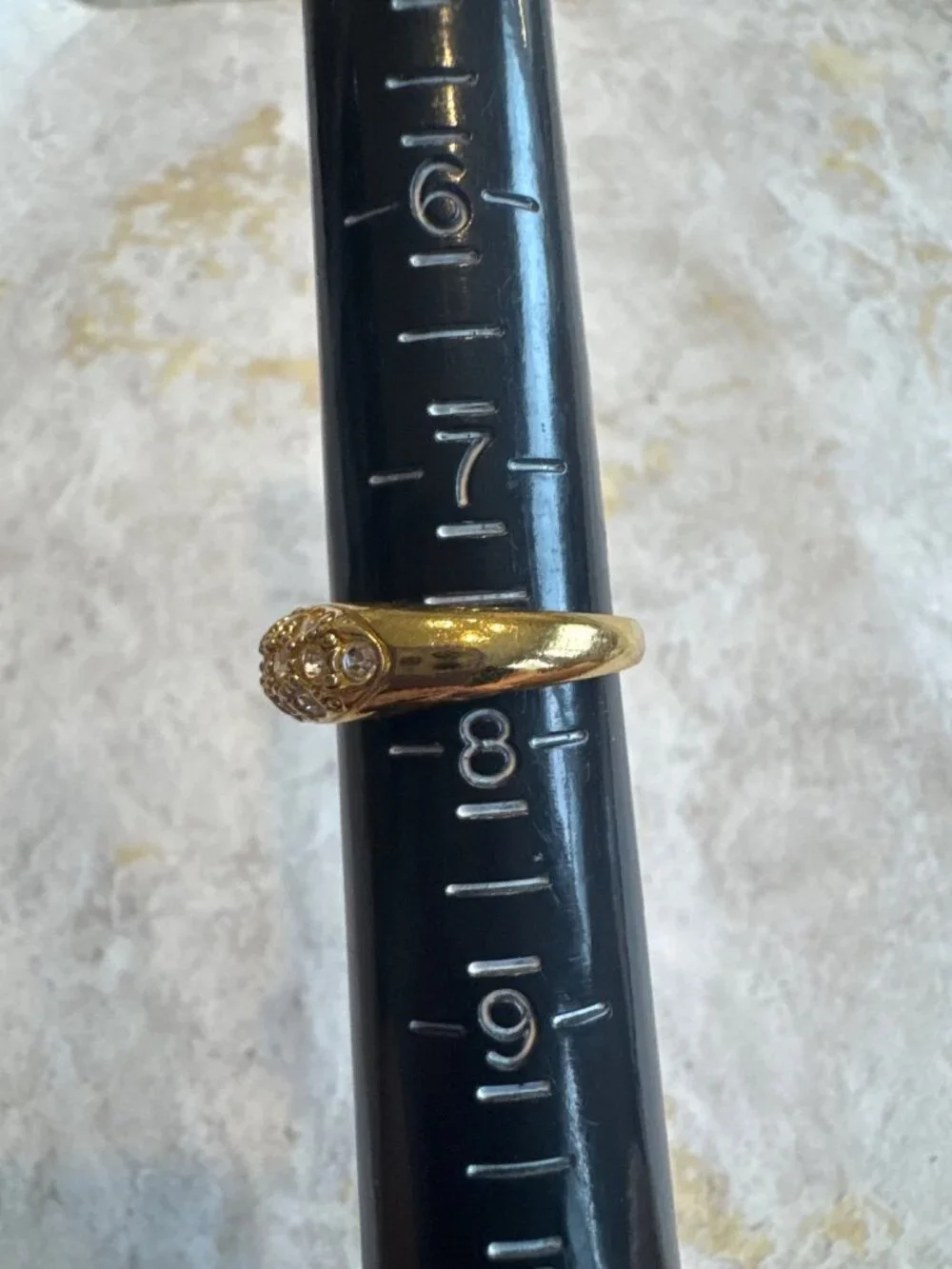 Avon Gold Plated Pave Crystal Ring Band Size 7 3/4